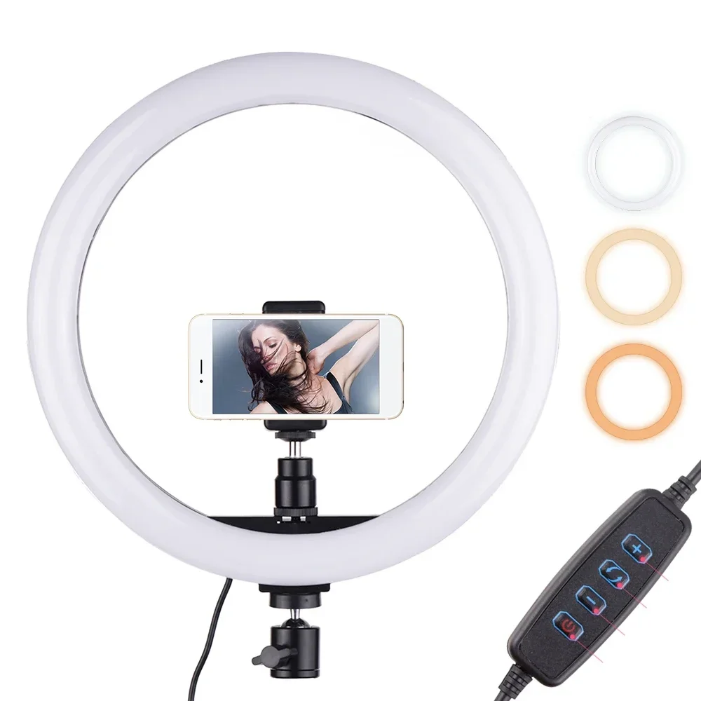 Selfie Stick Tripod - Dimbare LED ringlamp voor studio, camera,